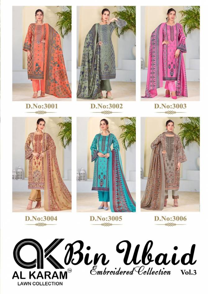 Bin Ubaid Vol 3 By Al Karam Pure Cotton Pakistani Dress Material Wholesalers In Delhi
